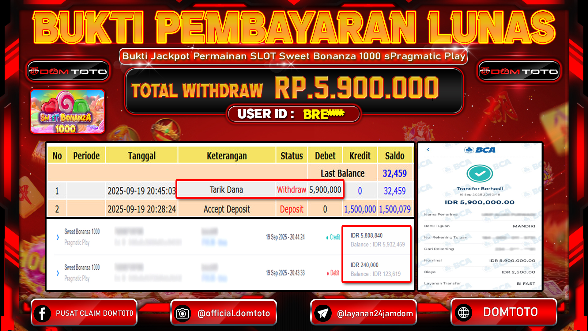 JACKPOT SLOT Sweet Bonanza 1000 Pragmatic Play 19 SEPTEMBER 2025